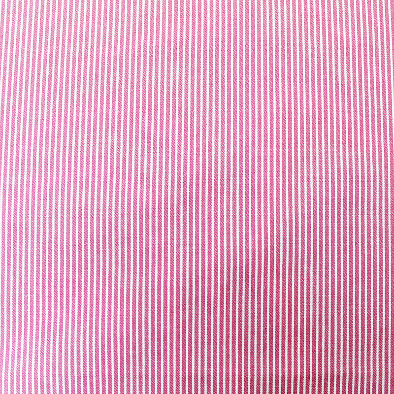 Dressmaking Cotton Denim Hickory Stripe - Pink and White