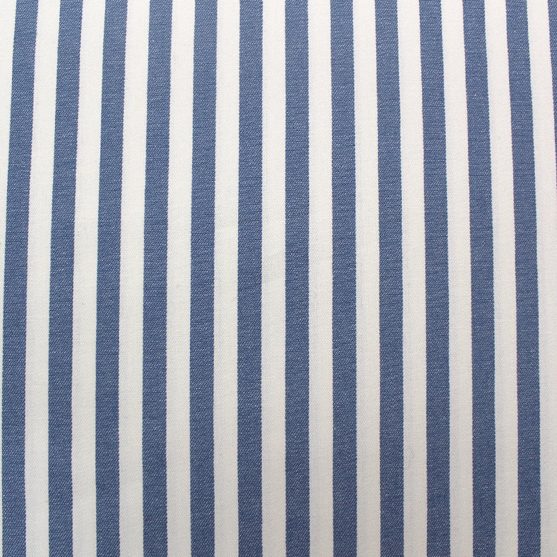 Dressmaking Cotton Twill - Medium Stripe - Denim Blue and White