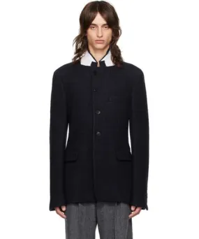 Dries Van Noten Navy Notched Lapel Blazer