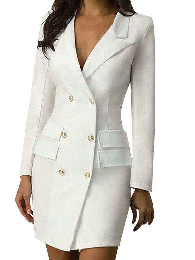 Elegant Women's Professional Black and White Blazer Dress