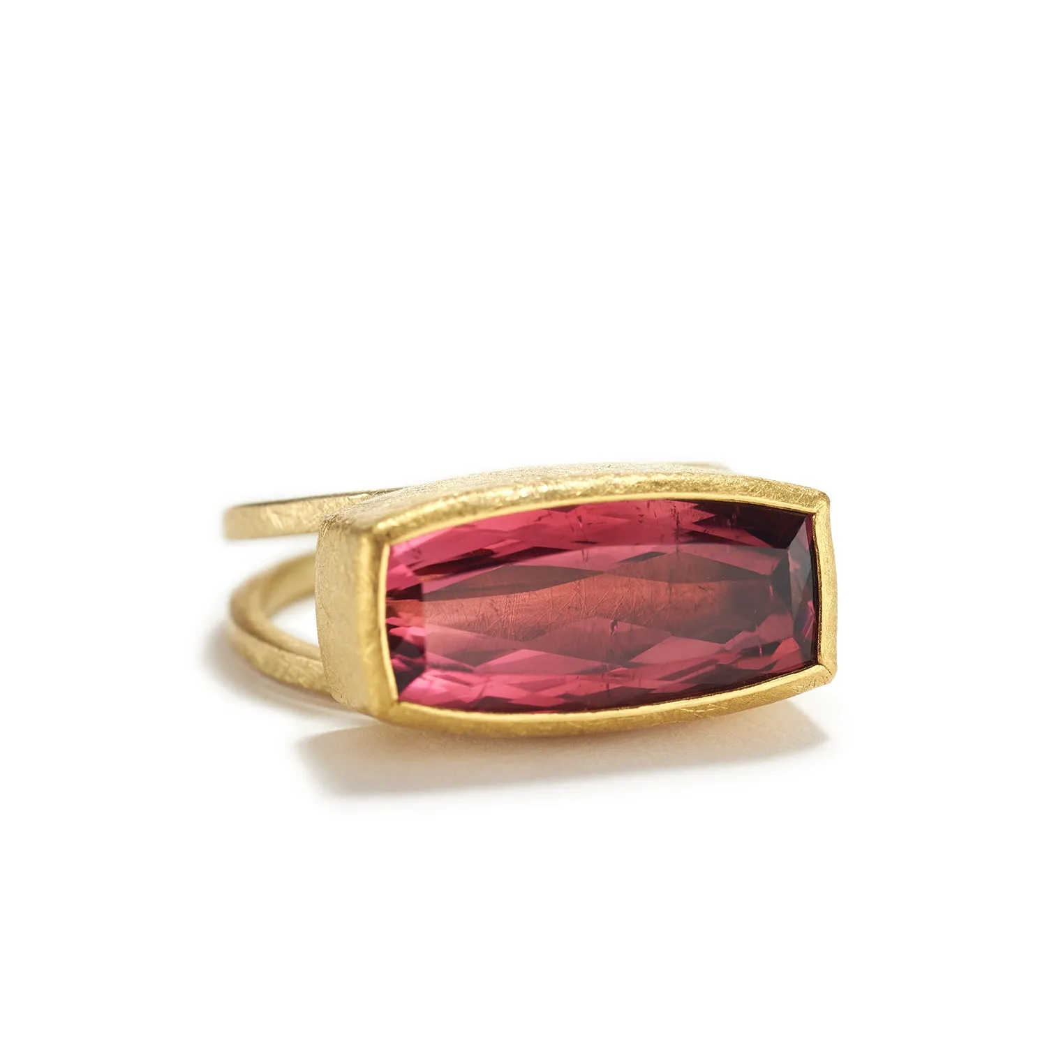 Faceted Red/Pink Tourmaline Ring