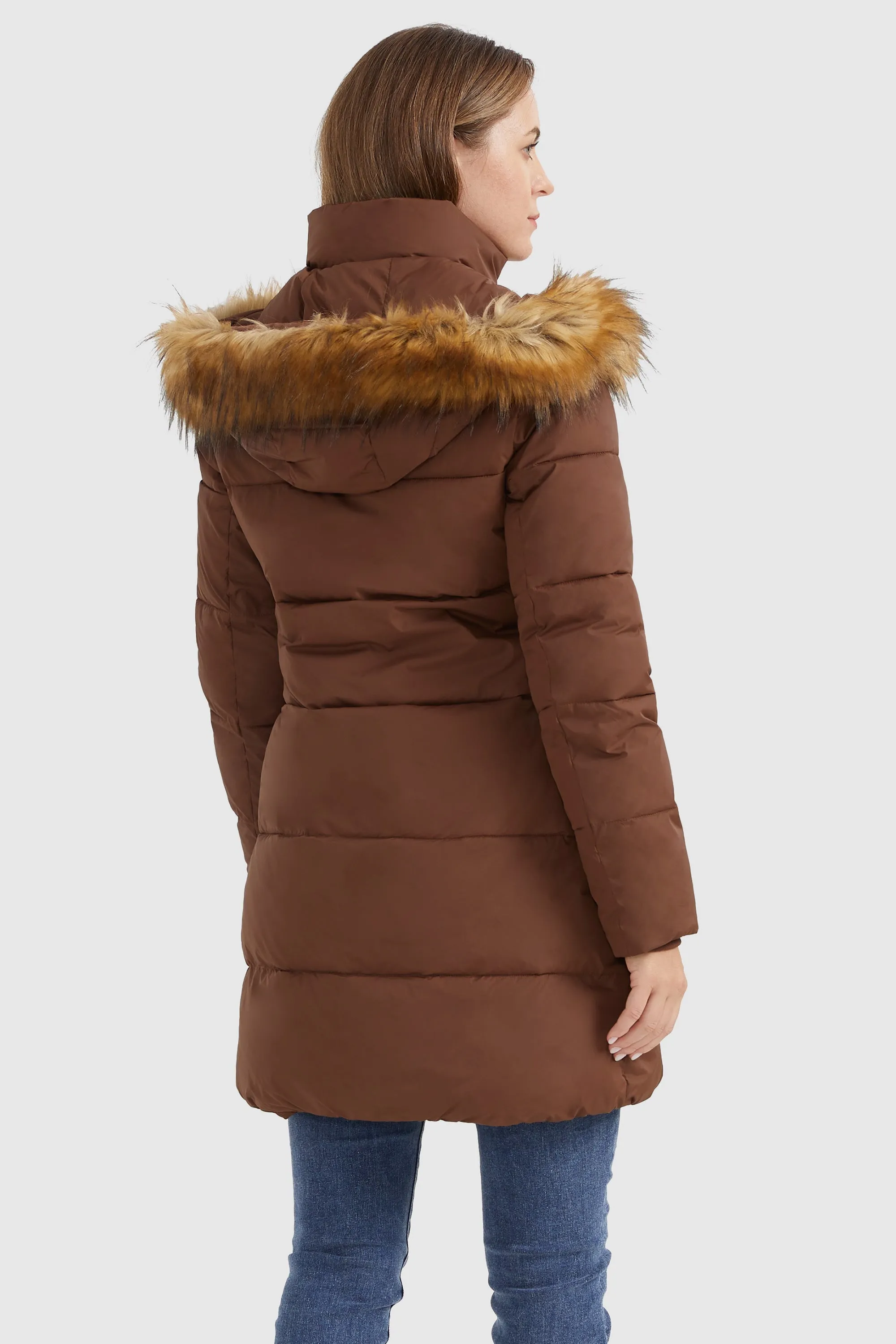 Faux Fur Hooded Winter Puffer Coat