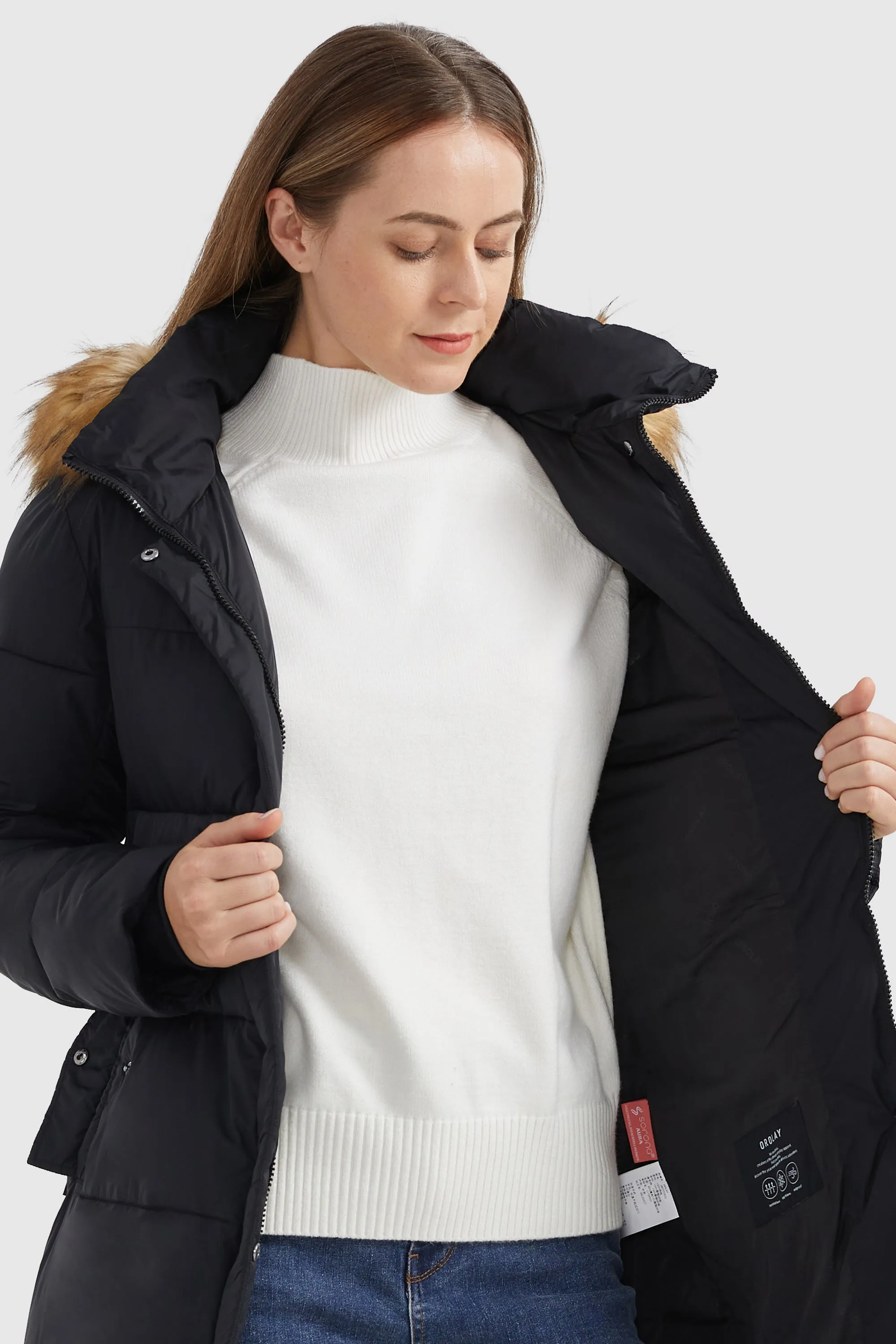 Faux Fur Hooded Winter Puffer Coat