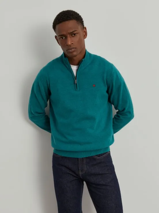 Fleece sweater with zip