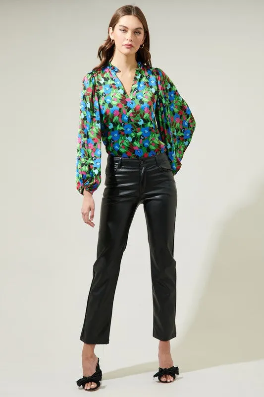 Floral Hathaway Split Neck Blouse