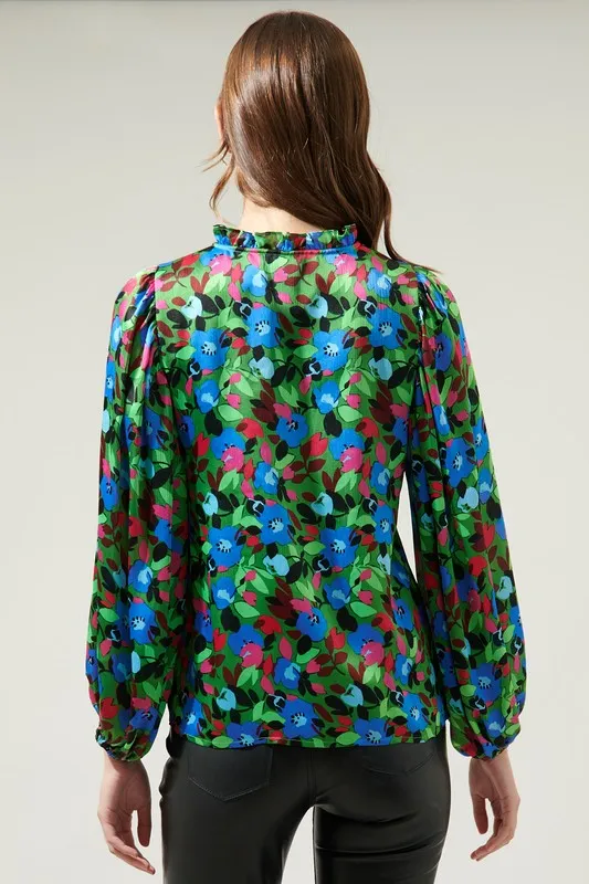 Floral Hathaway Split Neck Blouse