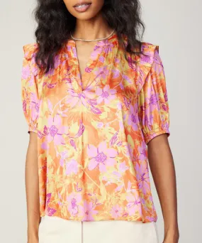 Floral Print Blouse - Orange/Pink Multi