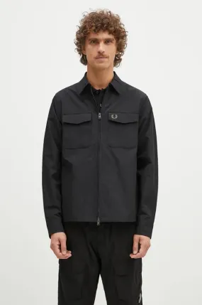 Fred Perry jacket Pocket Overshirt men's black color M5684.236