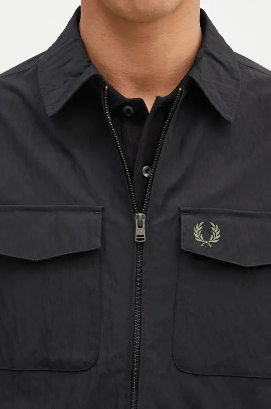 Fred Perry jacket Pocket Overshirt men's black color M5684.236