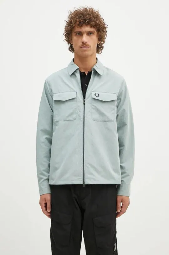 Fred Perry jacket Pocket Overshirt men's turquoise color M5684.959