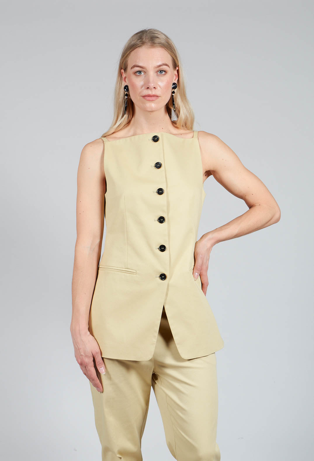 Gabardine Waistcoat in Pear Sorbet