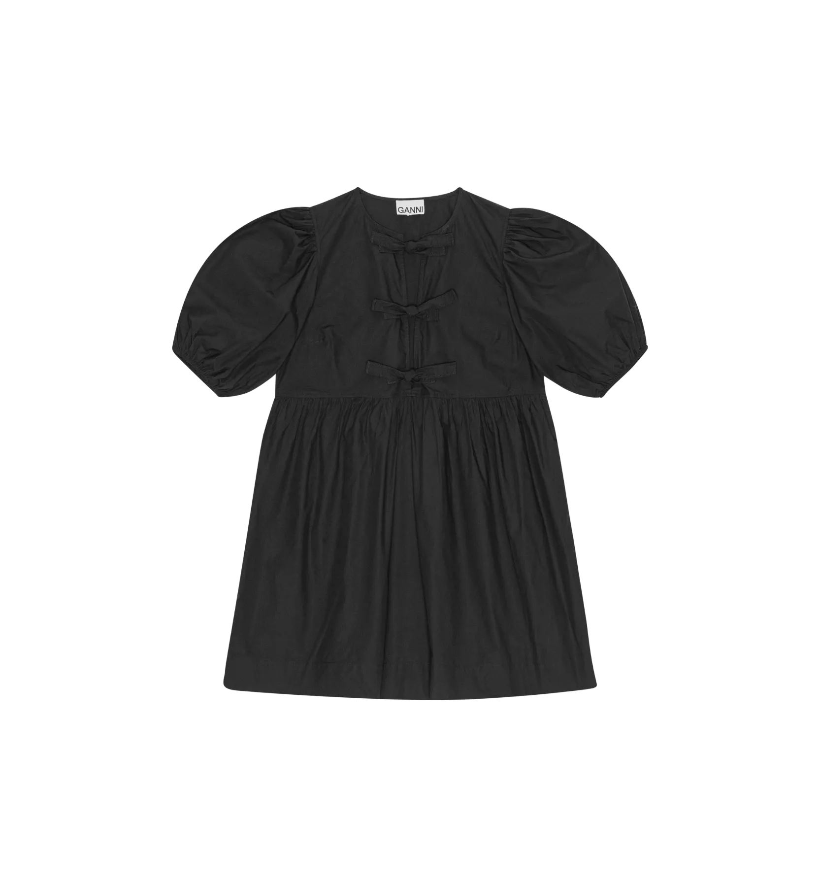 GANNI Black Tie String Mini Dress