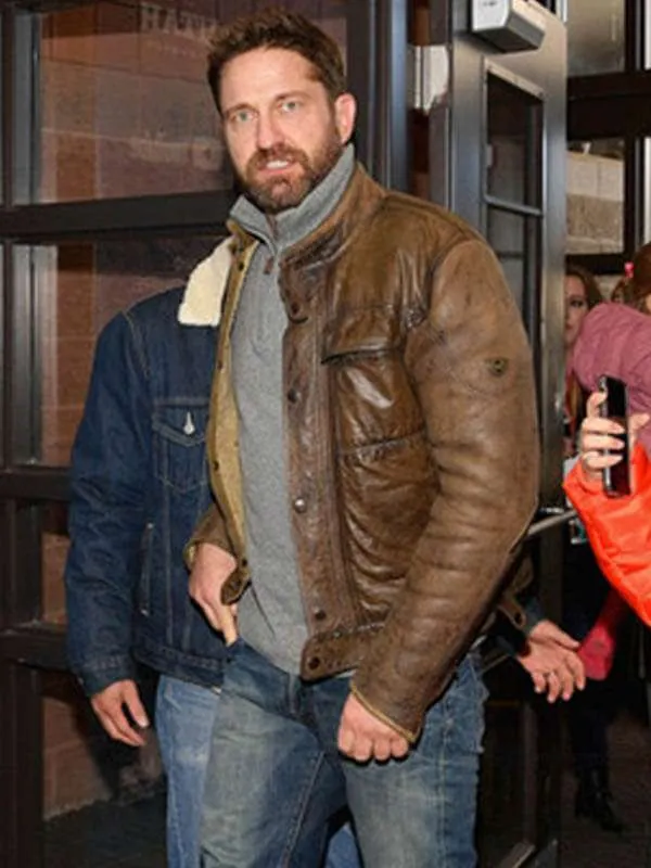 Gerard Butler Distressed Leather Jacket - New American Jackets