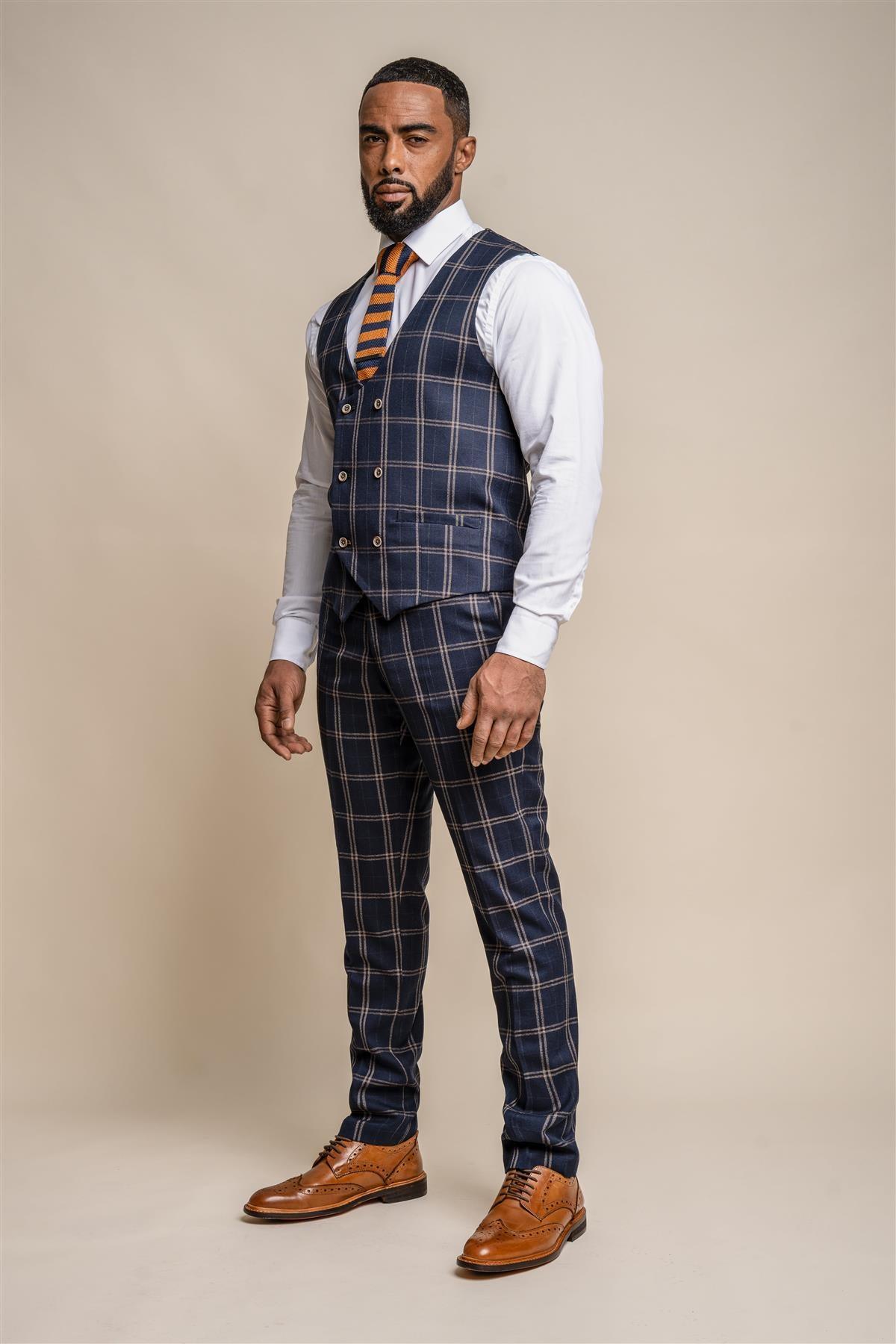 Hardy Navy Check Waistcoat