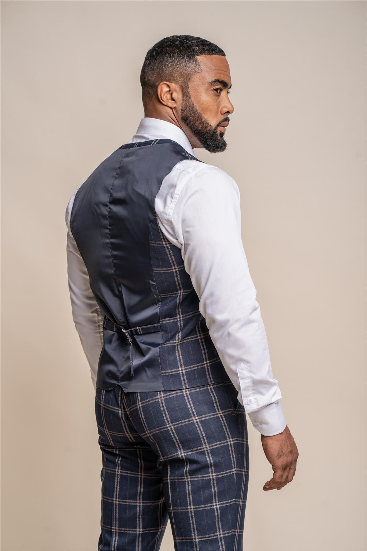 Hardy Navy Check Waistcoat