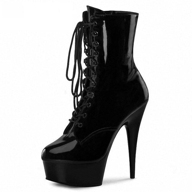 High Thin Heels Round Toe Lace Up Bride's Wedding Formal Boots