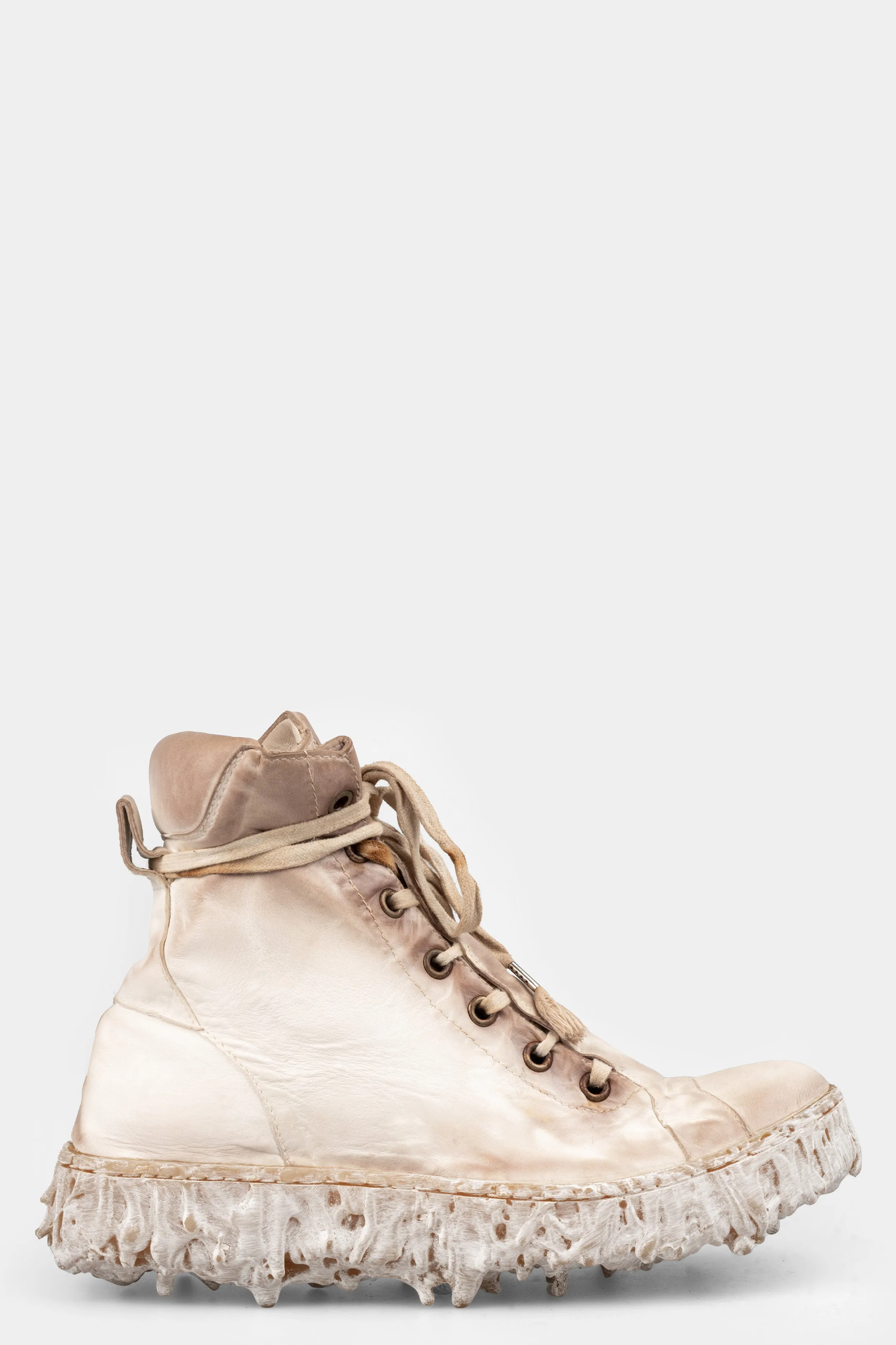 High top melt sole laced sneakers, Chalk White