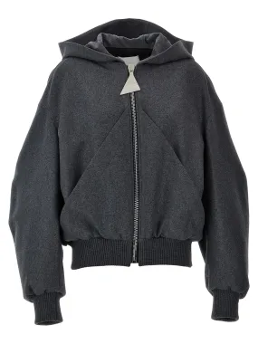 Hooded Bomber Jacket Casual Jackets, Parka Gray