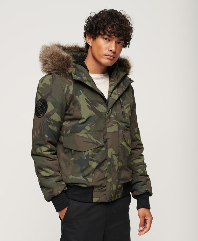 Hooded Everest Puffer Bomber Jacket | Camo