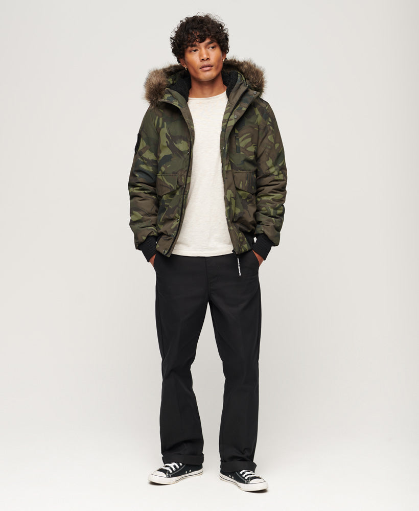 Hooded Everest Puffer Bomber Jacket | Camo