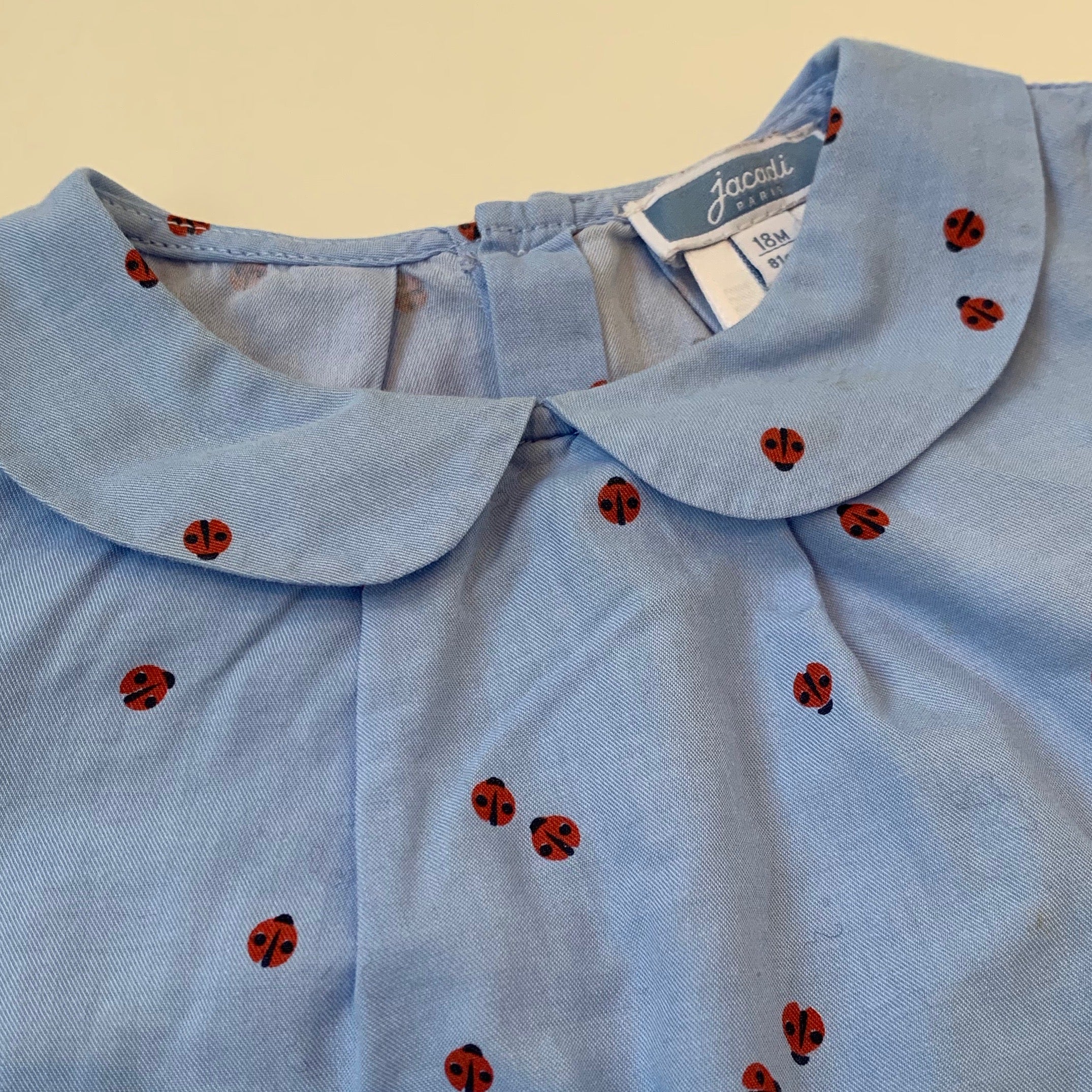 Jacadi Blue Chambray Blouse With Ladybird Print: 18 Months