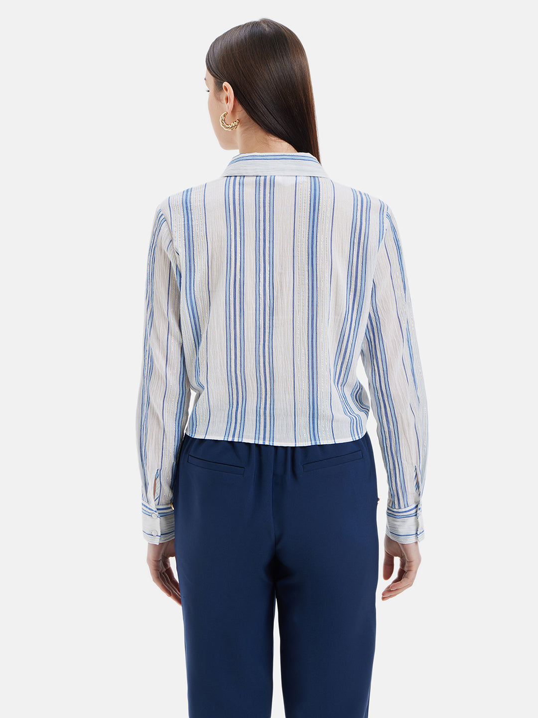 Jada Tie-Knot Cropped Embellished Shirt