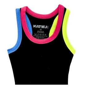 Katie J Tween Livi Ribbed Tank in Bright Multi Trim