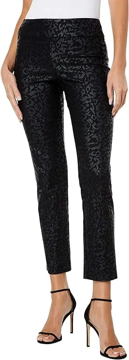 Krazy Larry Black Black Animal Print Pull On Tummy Control Pant