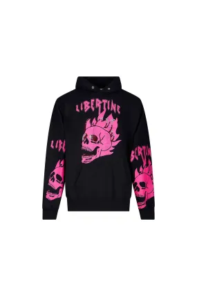 'LIB FLAMING SKULL PINK' HOODIE WITH CRYSTALS