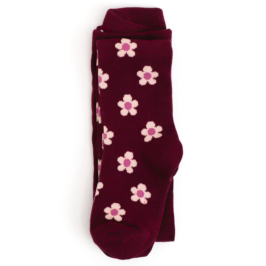 Little Stocking Co. - Burgundy Flower Knit Tights