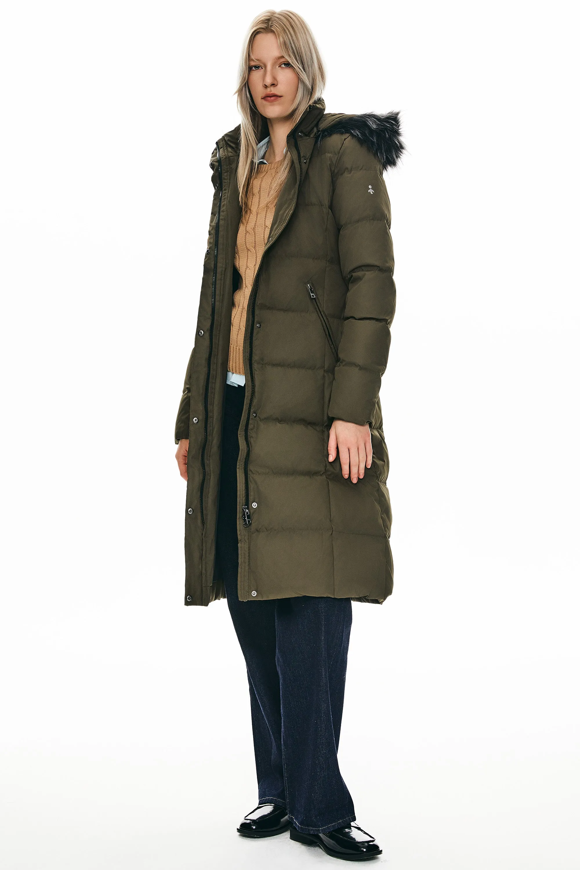 Long Puffer Faux Fur Hood Down Coat