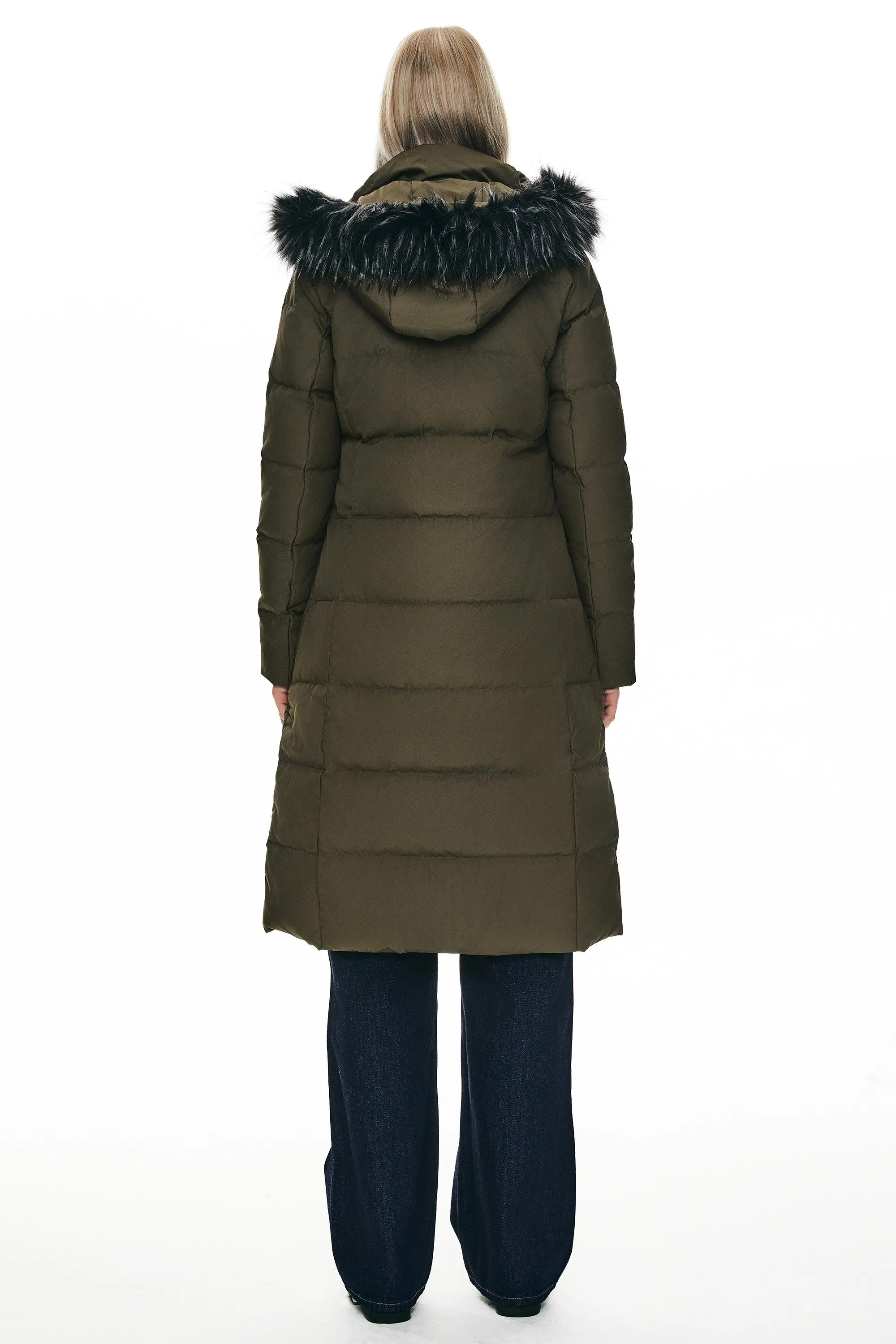 Long Puffer Faux Fur Hood Down Coat