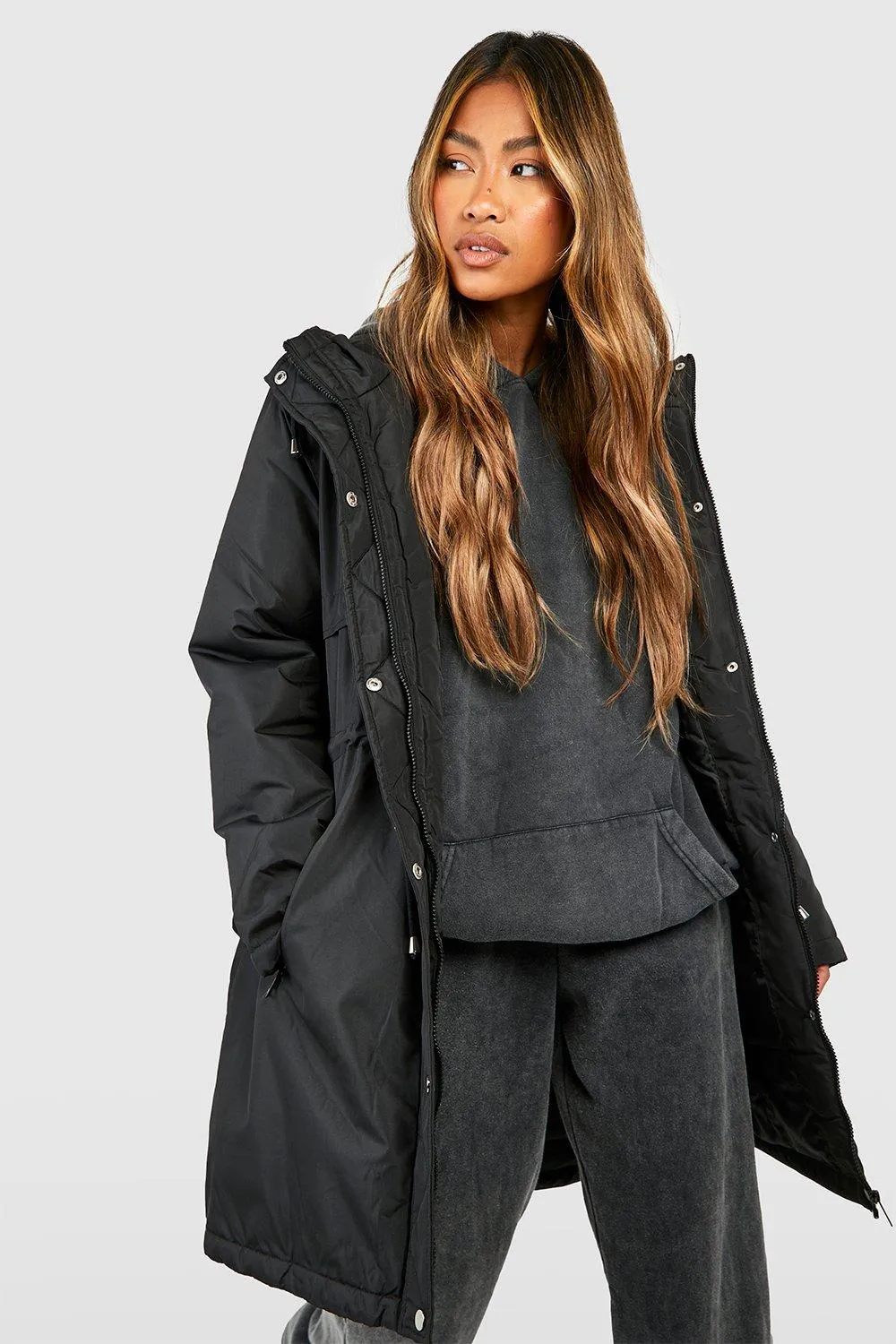 Longline Padded Parka Coat