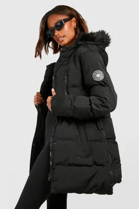 Luxe Technical Faux Fur Trim Parka Coat