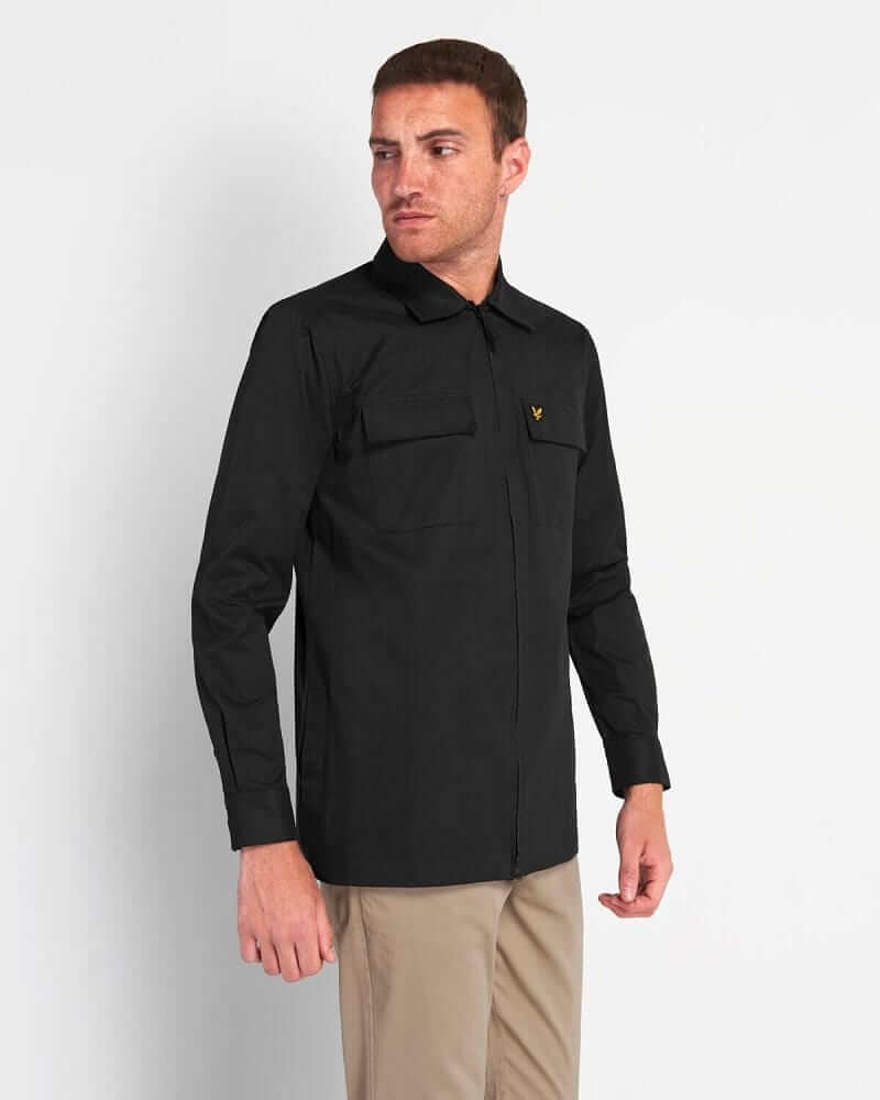 Lyle and Scott Overshirt Cord Zip-Through Jet Black