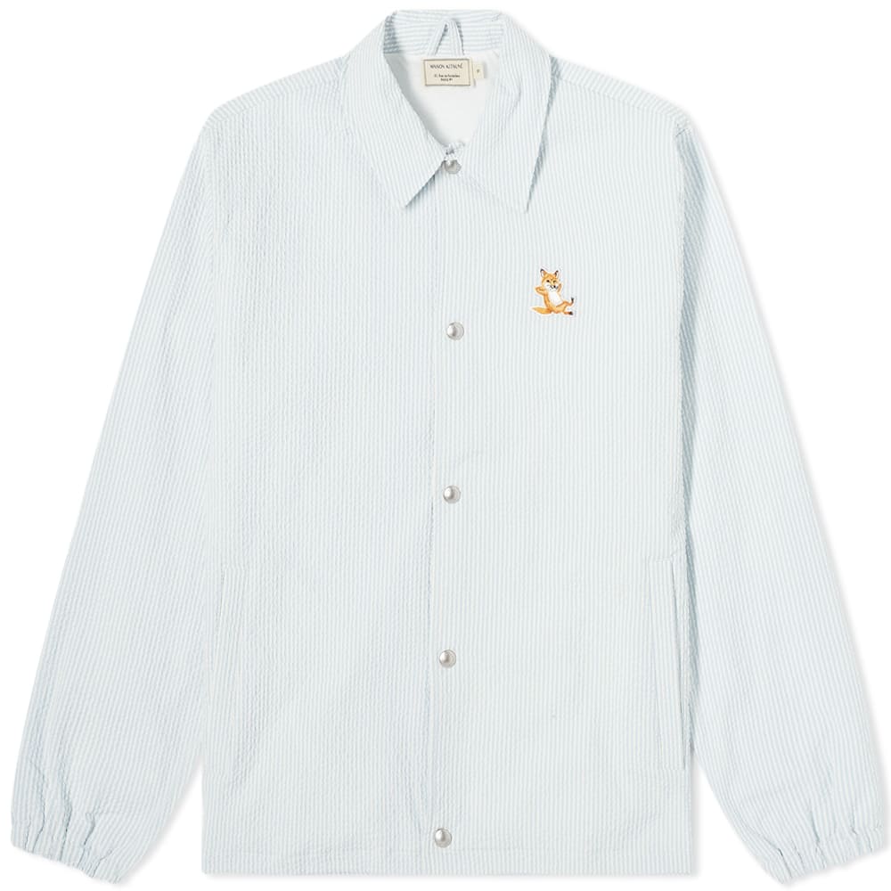 Maison Kitsuné Bertil Seersucker Windbreaker Coach JacketBlue Stripe