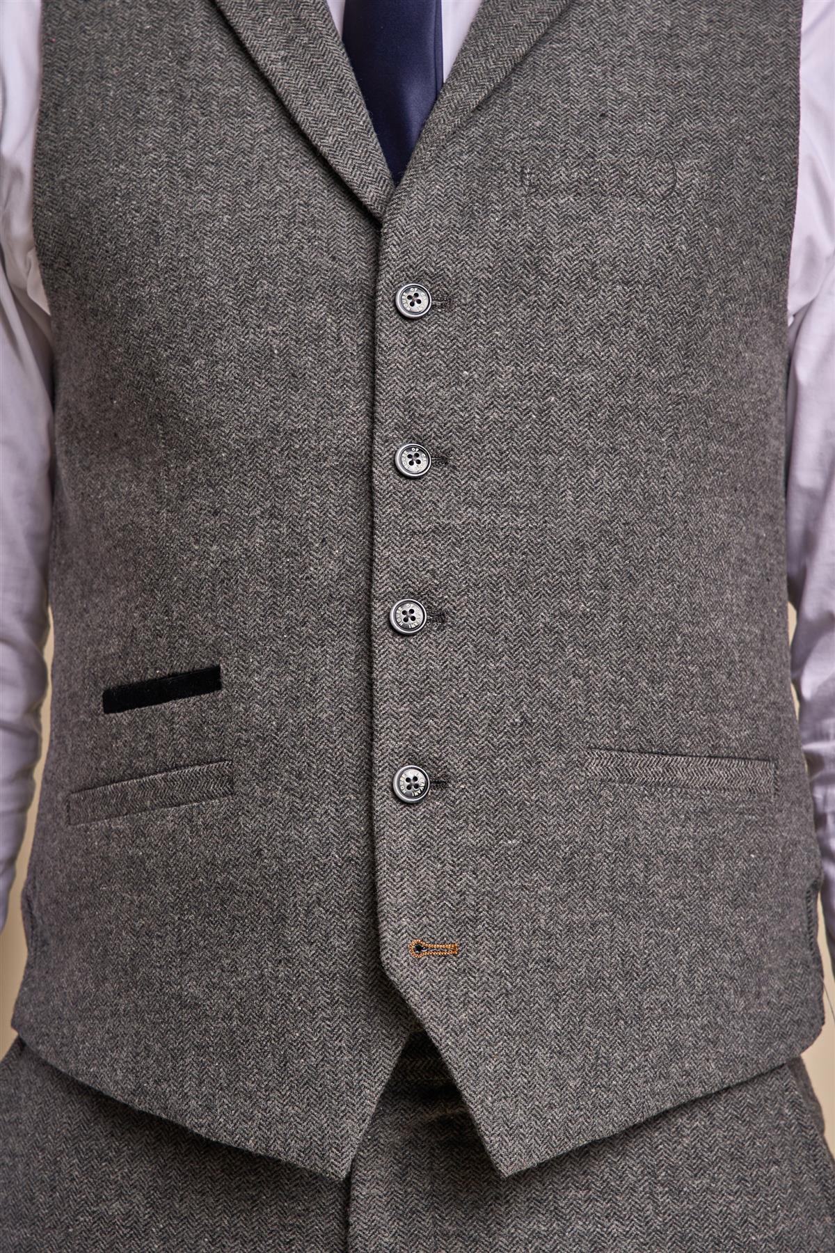 Martez Grey Tweed Waistcoat