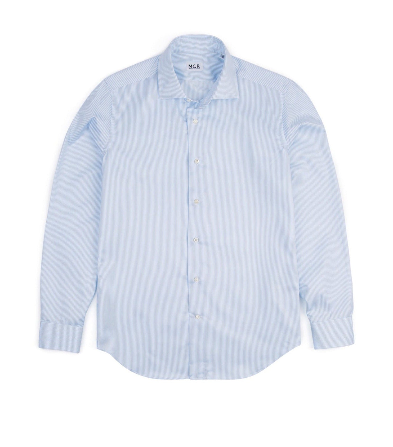 MCR Slim Twill Striped Shirt: Light Blue