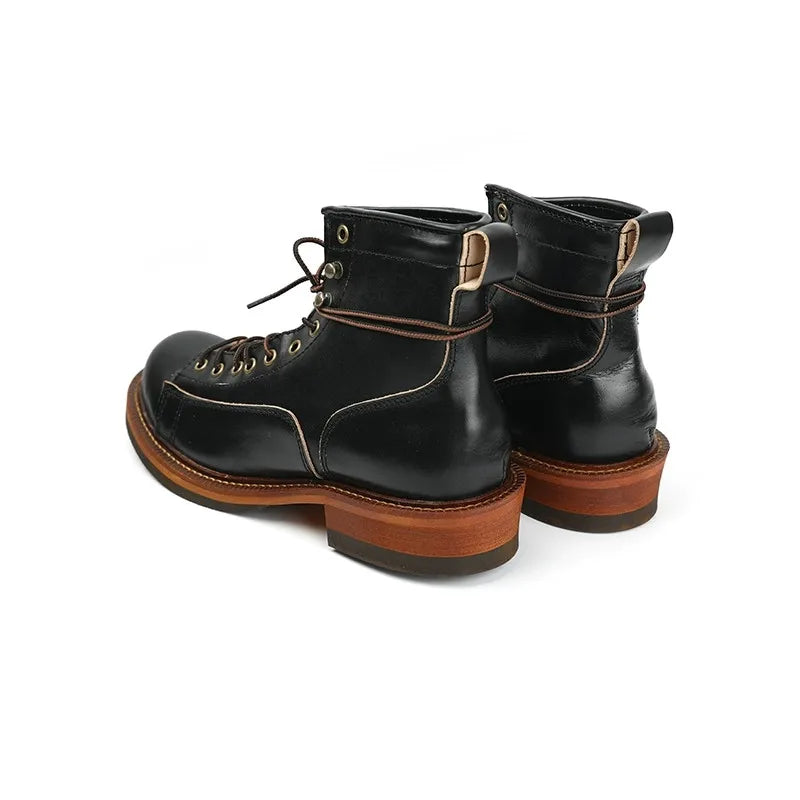 Men's Vintage Casual Handmade Genuine Cow Leather Motorcycle Ankle Boots