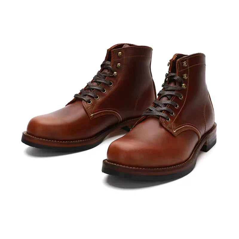 Men's Vintage Handmade British Style Cow Leather Outdoor Ankle Boots