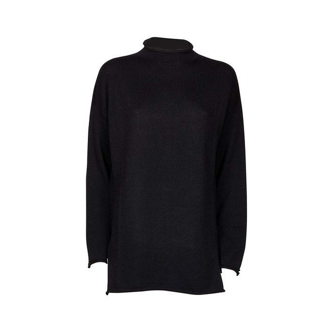 MERINO WOOL SWEATER WITH SLIT Woman Black