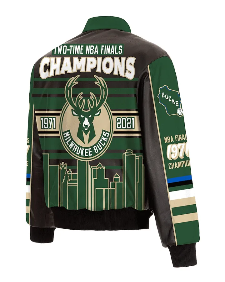 Milwaukee Bucks Printed Leather Jacket - William Jacket