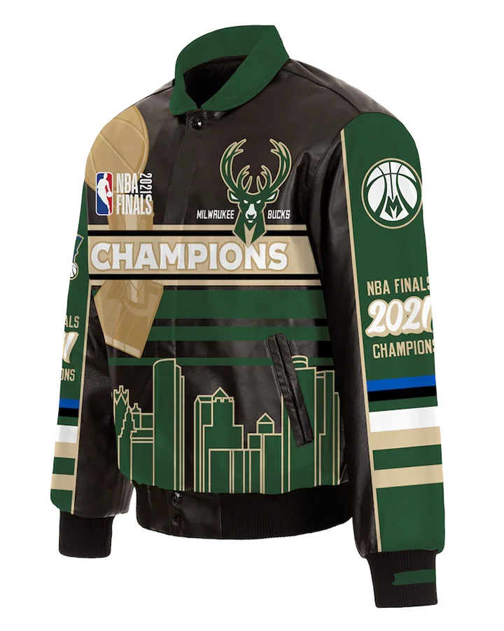 Milwaukee Bucks Printed Leather Jacket - William Jacket