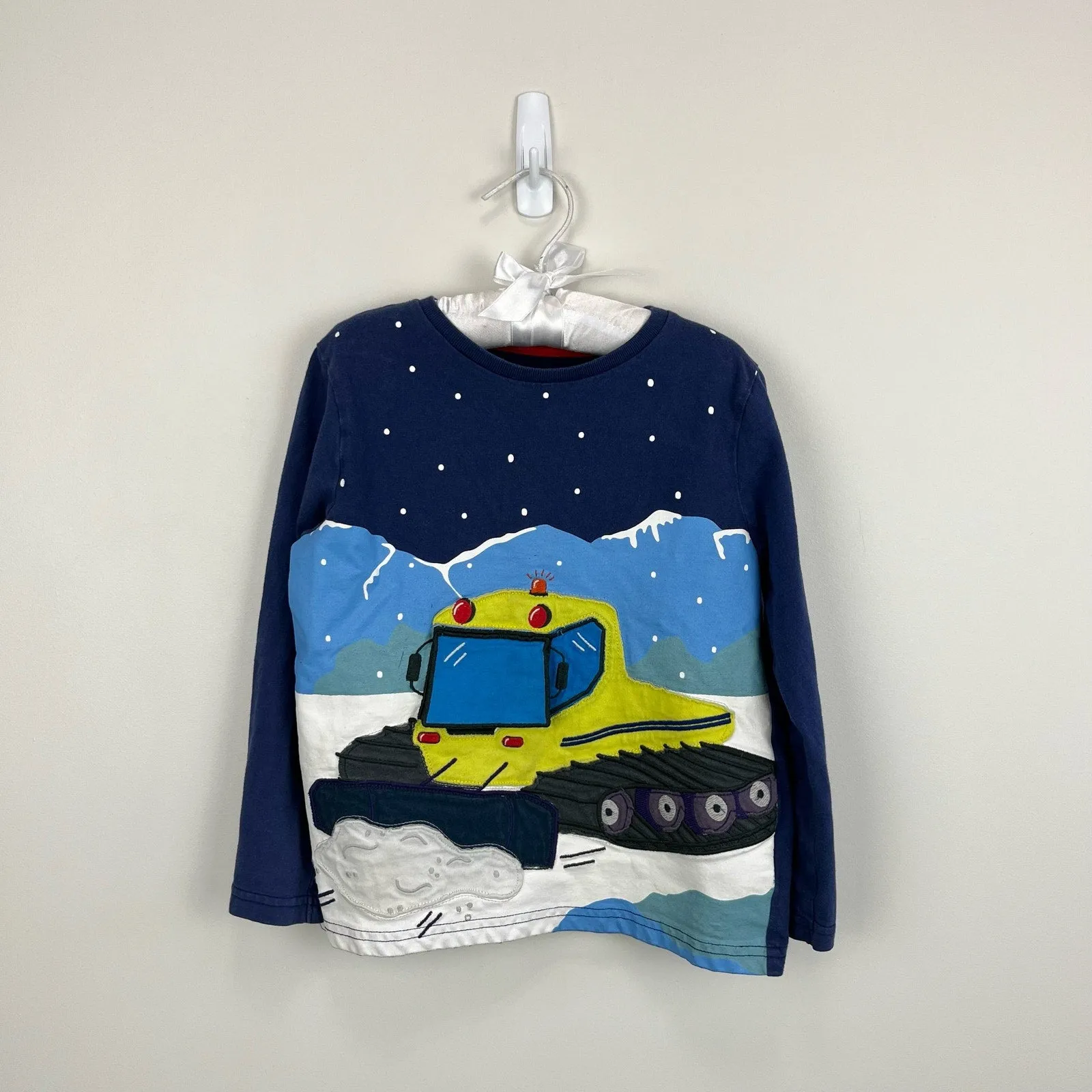 Mini Boden Lift-the-flap Arctic T-shirt Starboard Blue Snow Plough 4-5