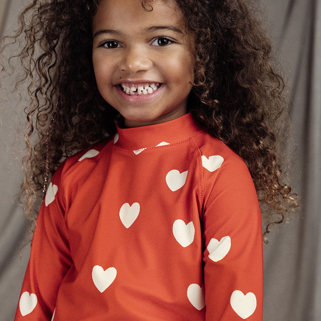 Mini Rodini Child Hearts Swim Shirt Red