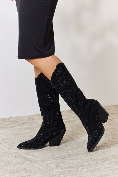 Moonlight at Midnight Rhinestone Knee High Cowboy Boots