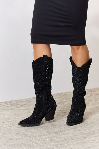 Moonlight at Midnight Rhinestone Knee High Cowboy Boots