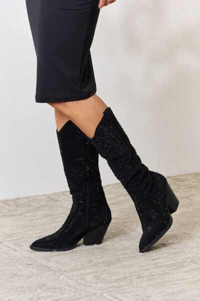 Moonlight at Midnight Rhinestone Knee High Cowboy Boots