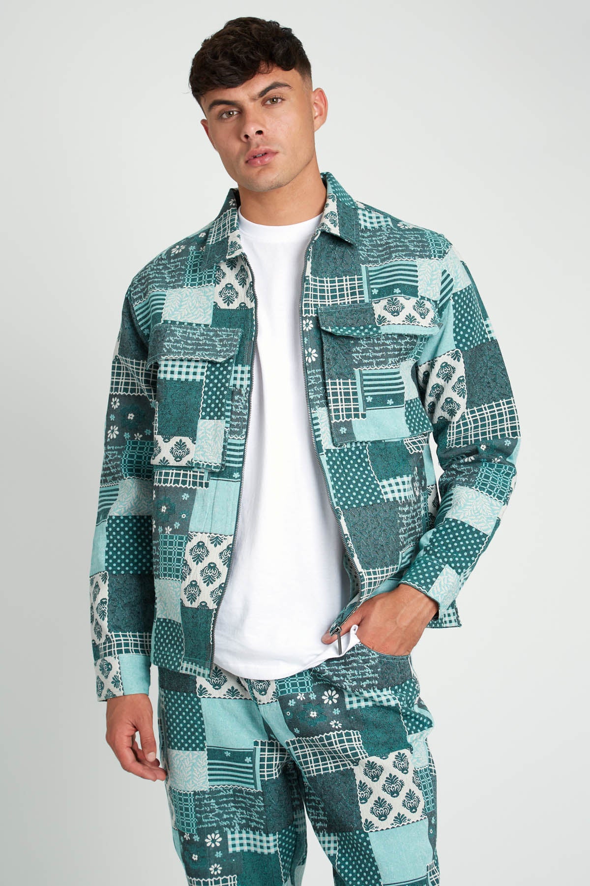 MUNRO PATCHWORK JACQUARD OVERSHIRT