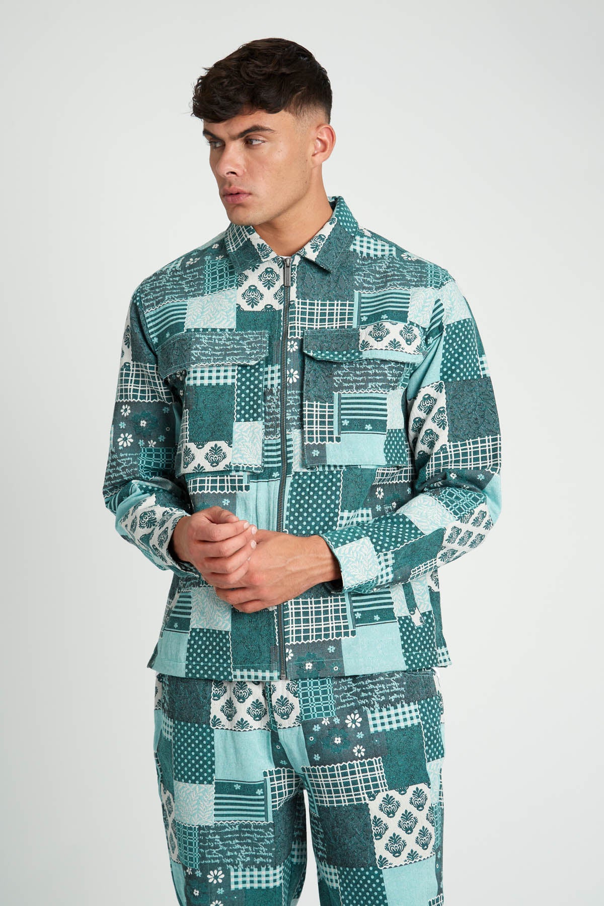 MUNRO PATCHWORK JACQUARD OVERSHIRT